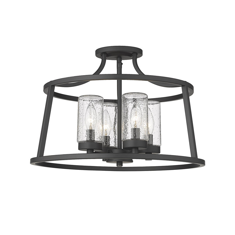 Plafonnier semi-encastré 4 lumières Errol noir mat, Matte Black