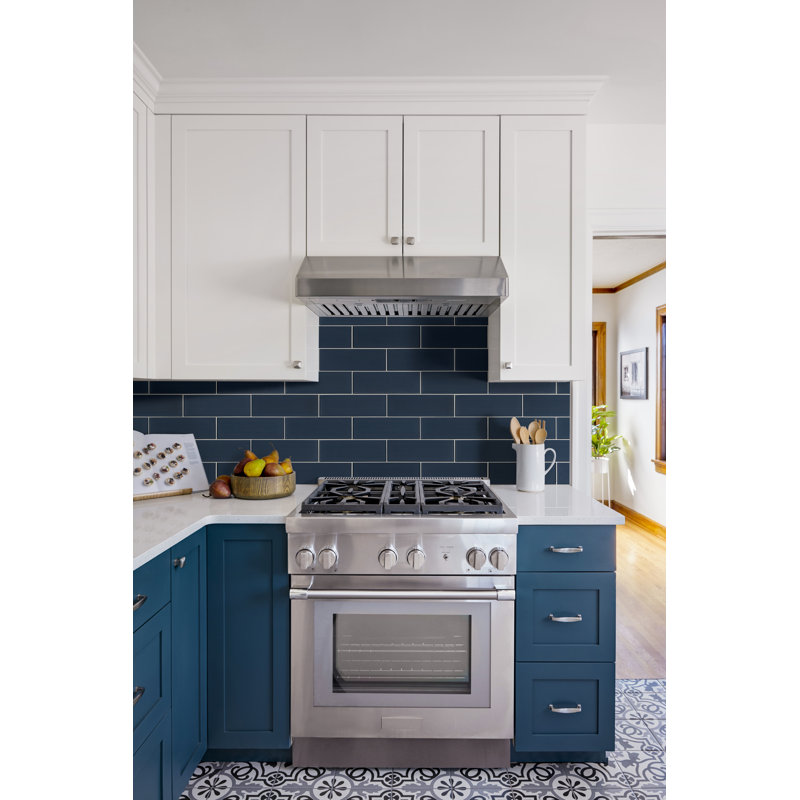 Rivella Subway 4 in. x 12 in. Glossy Glass Wall Tile, Astra Bleu