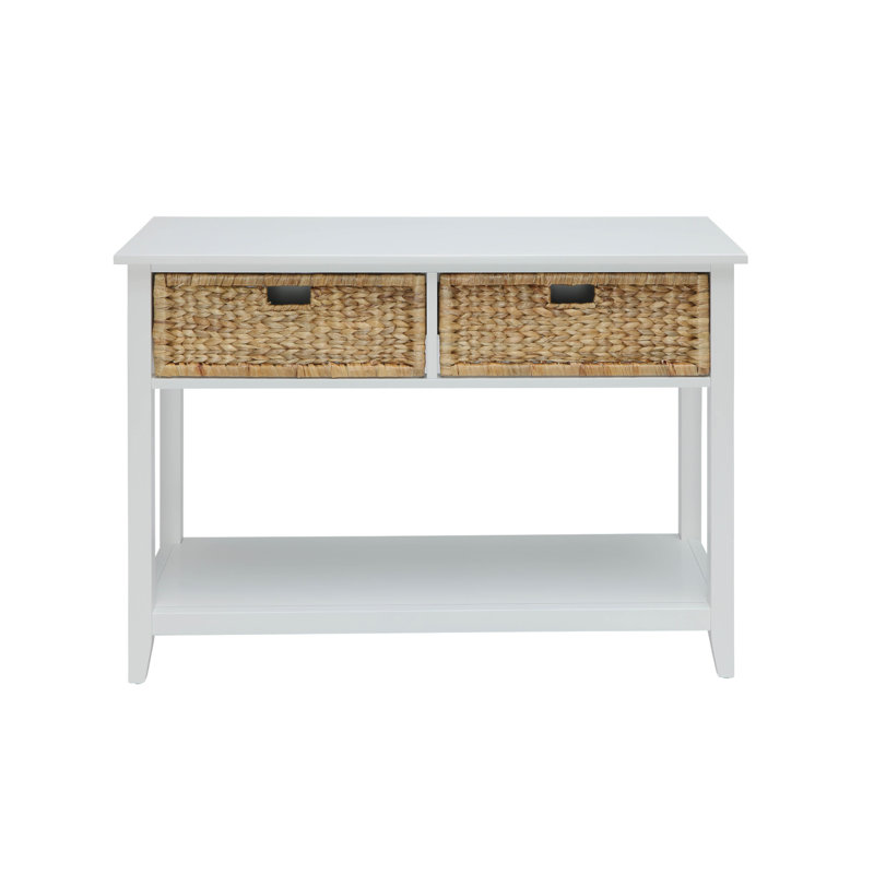 White Console Table With 2-Drawer, White