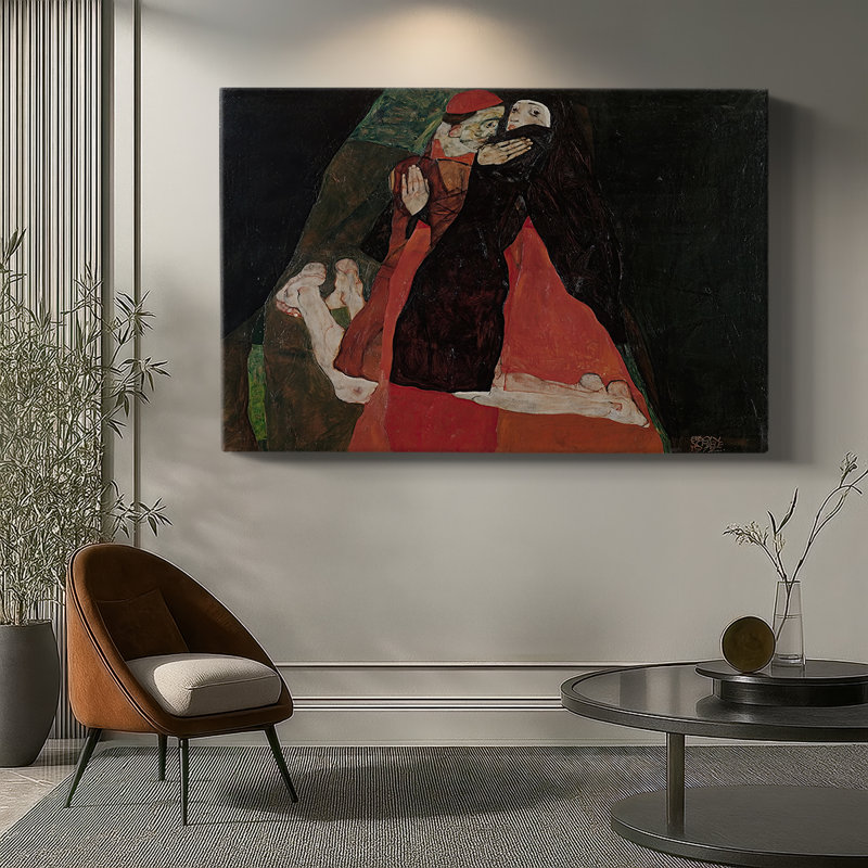 Cardinal and Nun (Caress)-Egon Schiele-Gallery Wrapped Canvas-1912, 12x18