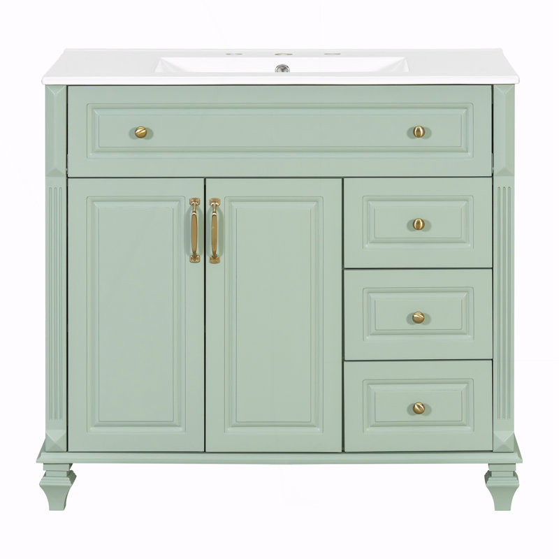 Meuble-lavabo 36 po avec lavabo, Doré, Vert