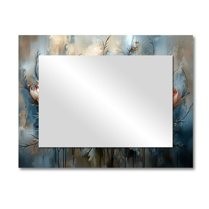 Grey Winter Thistle Song Harmony II - Floral Wall Mirror Art - Printed On Metal, 30" x 40"