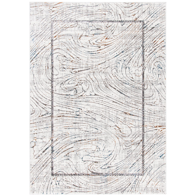 Gris abstrait/Tapis décoratif Ivoire Framingham, Rectangle 5 pi 5 po x 7 pi 6 po