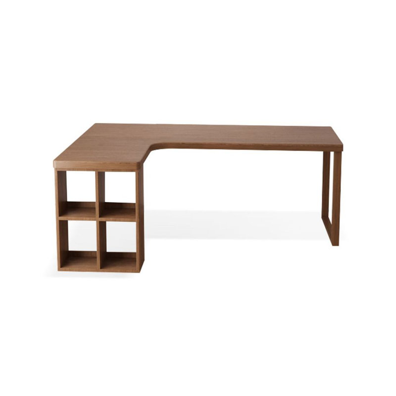 Bureau d'écriture en L en noyer massif, Retour à gauche, 29.53" H x 70.87" W x 39.37" D