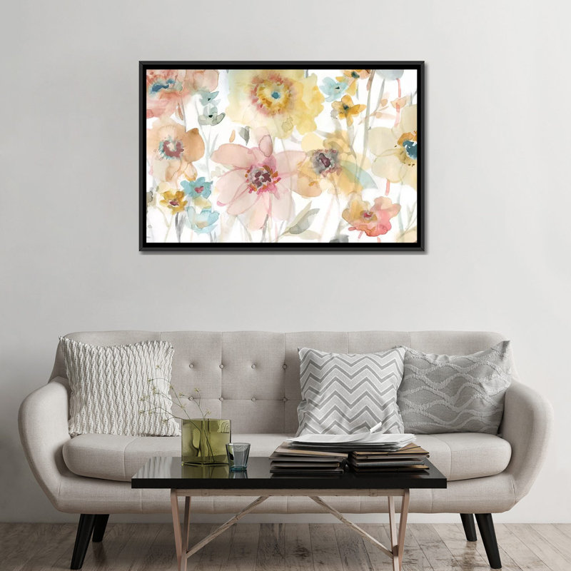 « mou spring ii », reproduction sur toile, H 18 po x l 26 po x P 1,5 po, Toile avec cadre noir, Pas de tapis