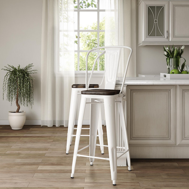 North Andover Bar Stool, White, Counter Stool (23.5” Seat Height)