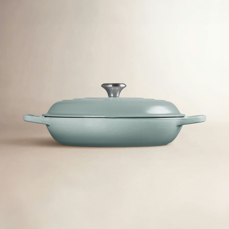 Le Creuset Signature Enameled Cast Iron Braiser with Lid, Sea Salt