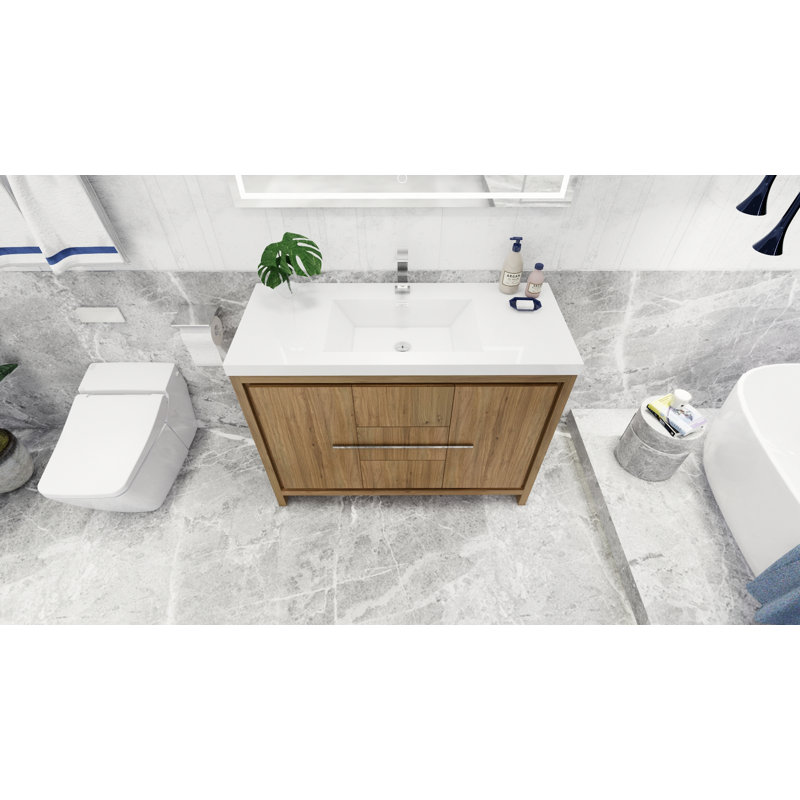Ensemble de meuble-lavabo simple 47 po Alsadig, Chêne naturel