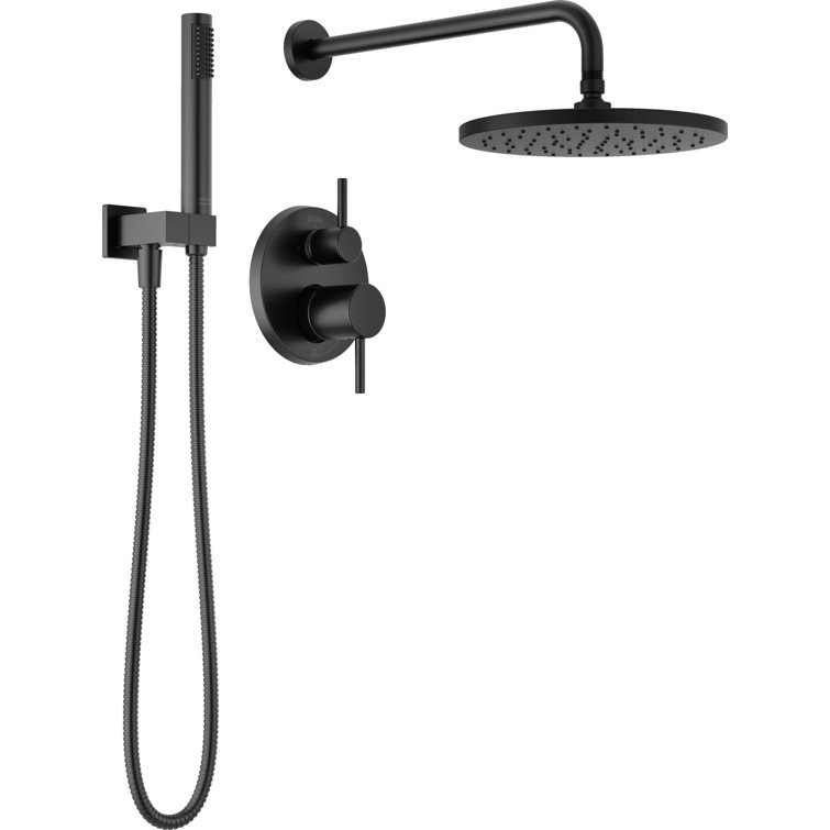 Modern Raincan Round Shower System, Rain Shower Head with Handheld Spray, Shower Faucet Set