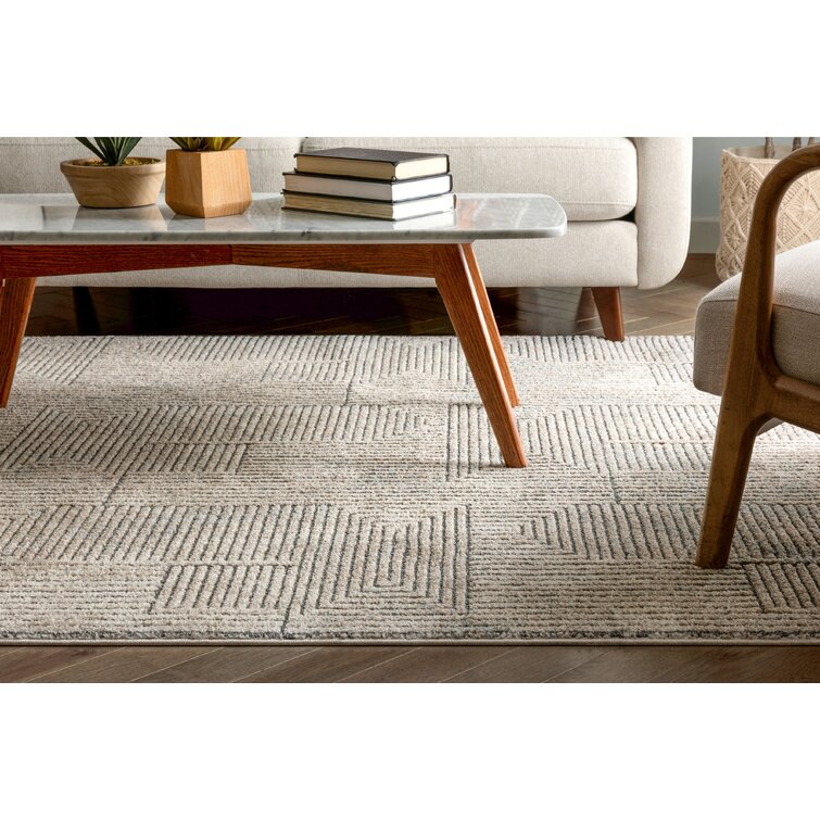 Well Woven Malaga Donna Tribal Geometric Abstract Beige Distressed High-Low  Rug