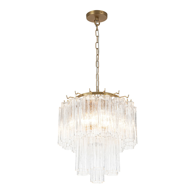 Modern 3-Light Tiered Plum Blossom Glass Tube Chandelier