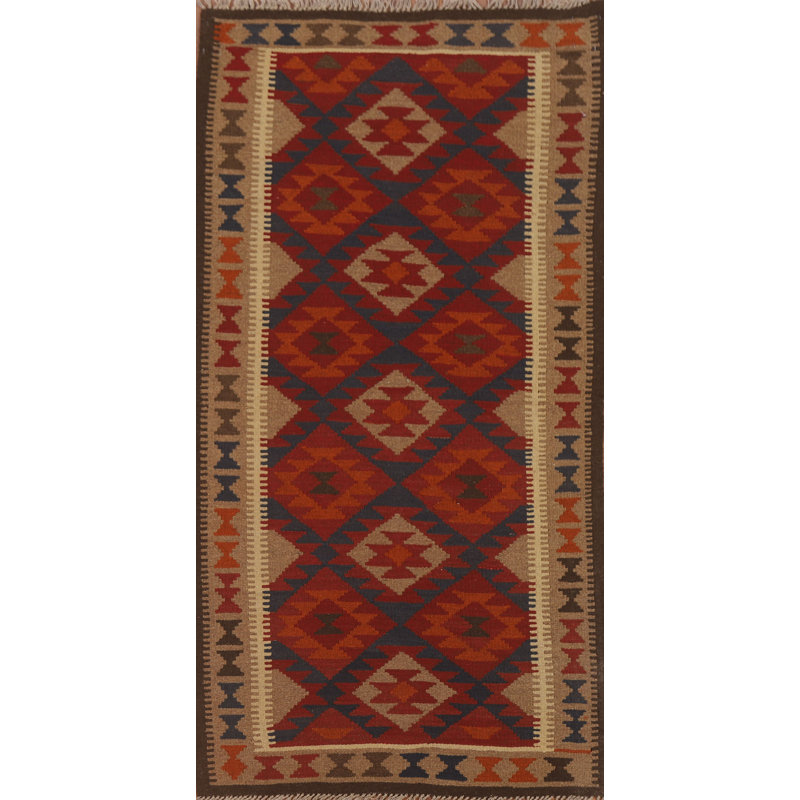 Kilim Reversible Wool Runner Rug 3x7
