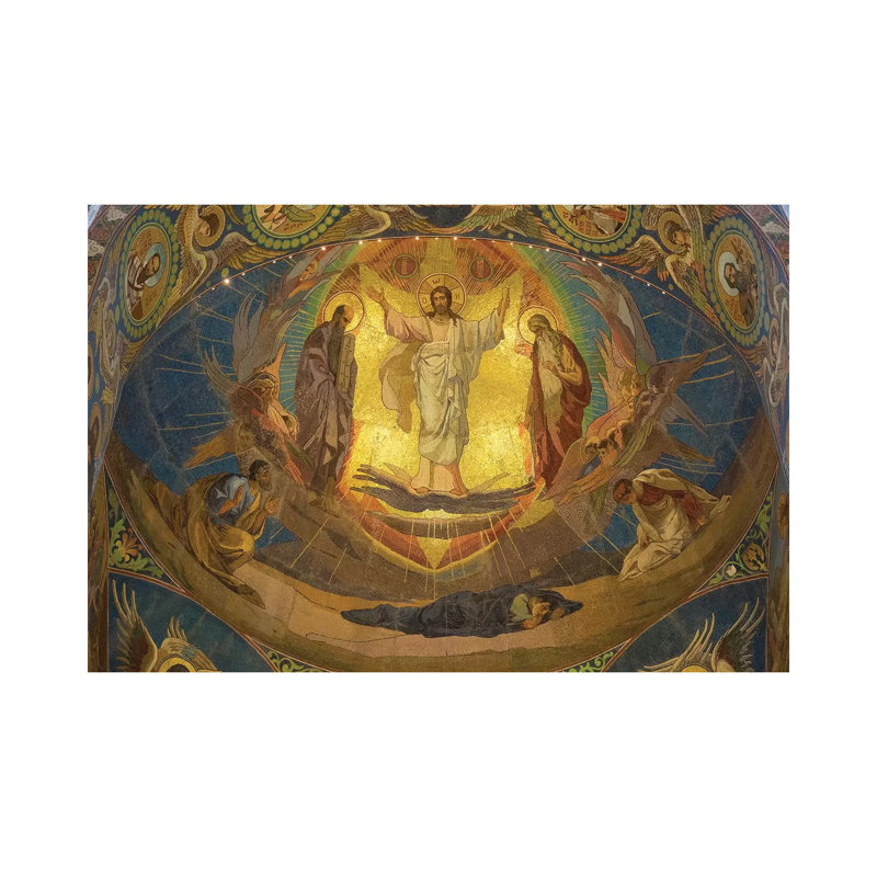 Low Angle View Of Mosaic On Ceiling, Church Of The Savior On Blood, St. Petersburg, Russia by Panoramic Images - Wrapped Canvas Print