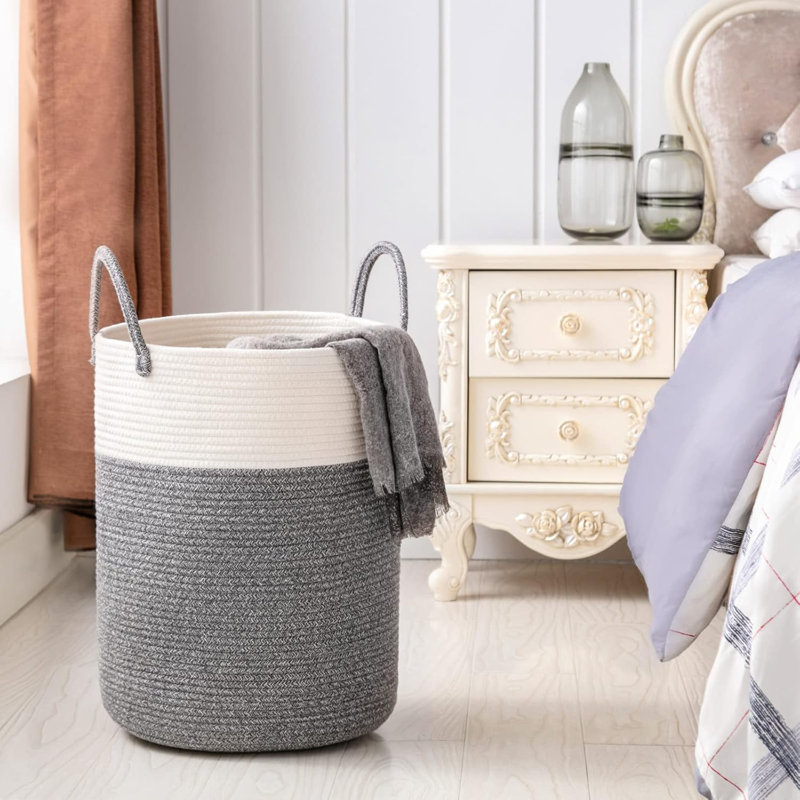 Fabric Laundry Hamper, Dark Grey