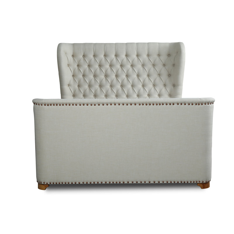 Lit plateforme tapissier Haldo, Double