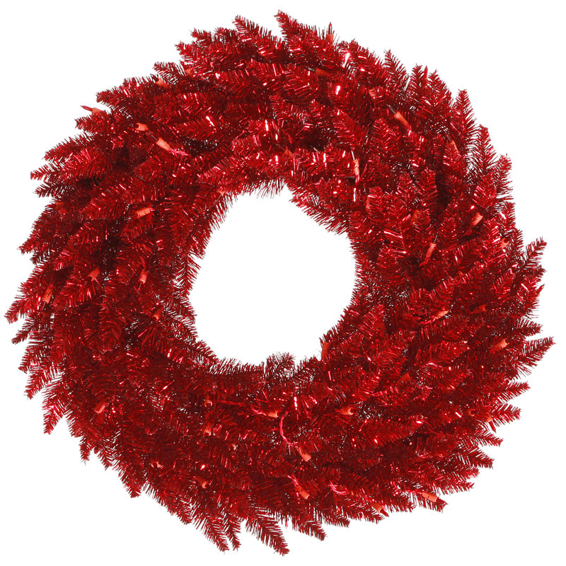 Couronne de Noël artificielle en PVC, H 60 po x l 60 po x P 5 po, Rouge