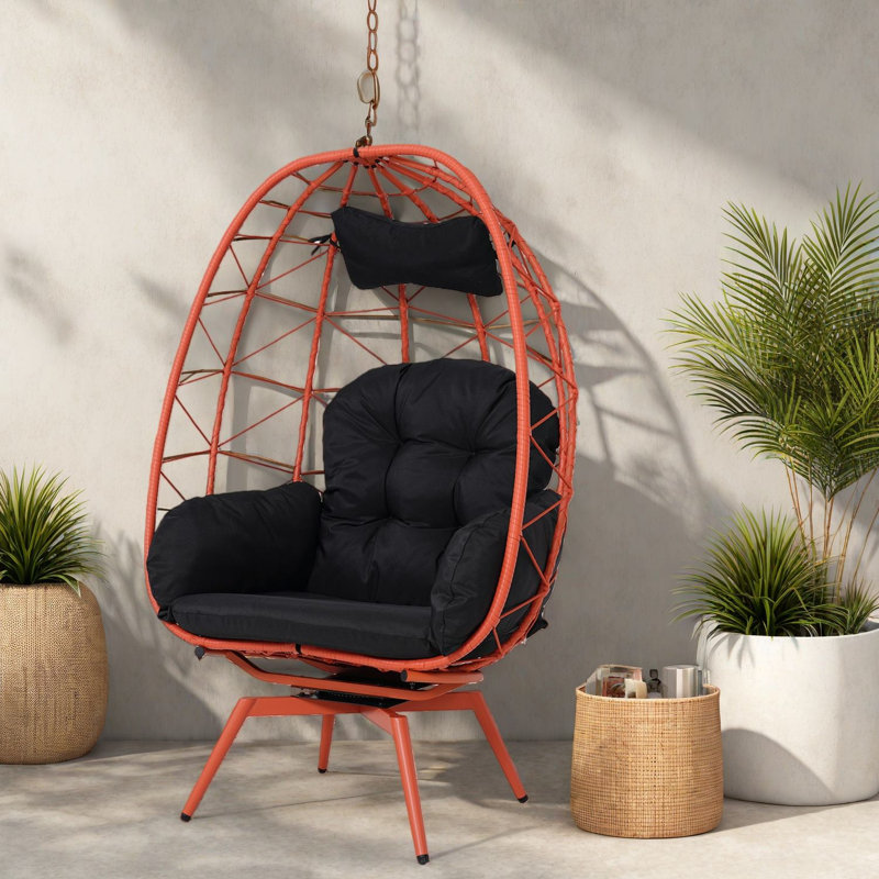 Chaises longues pivotantes de patio, chaise d'œuf en acier de rotin de Pe pour la maison