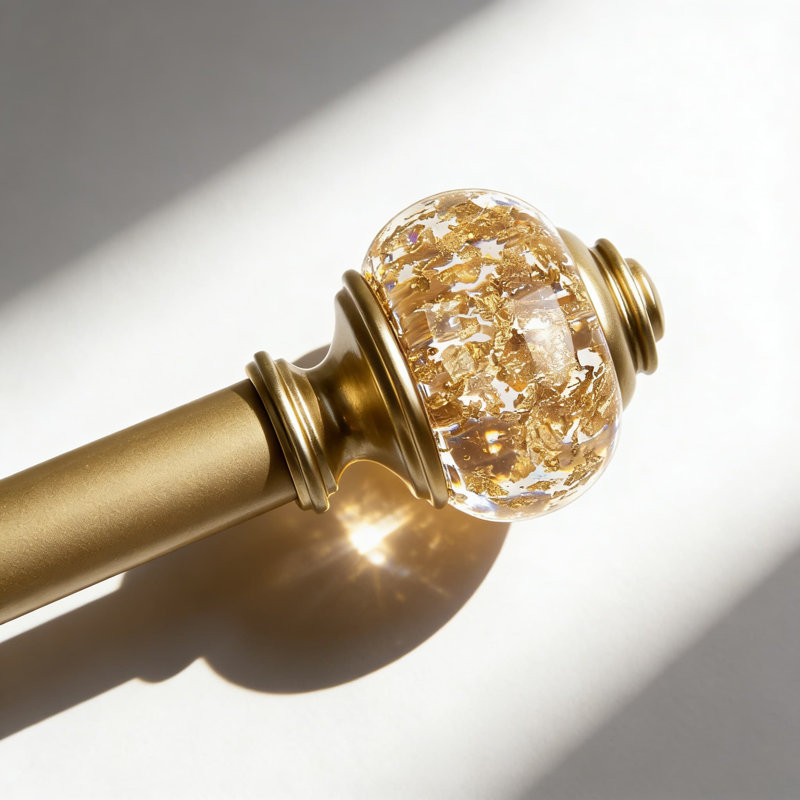 Tringle à rideaux télescopique et épissée décorative, tringle à draperie de 7/8 po de diamètre avec embouts en cristal doré luxueux, réglable pour différentes tailles de fenêtres, fabrication robuste pour rideaux lourds