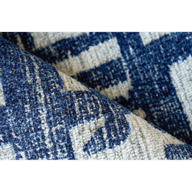Aspen Hand Tufted Abstract Area Rug, Navy/Natural Gray, Rectangle 8' x 10'