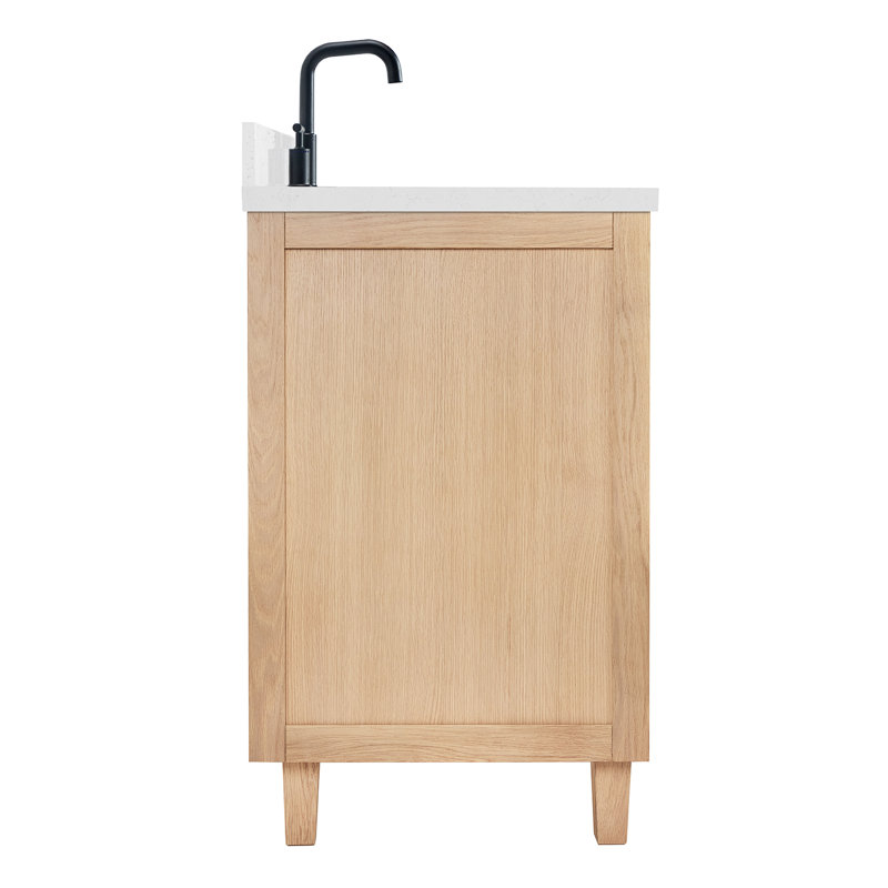 ARIEL Monroe 48 Single Sink Bathroom Vanity with Carrara Quartz Top, 48", Carrara White Quartz, Oak