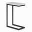 Skyler Genuine Marble C-Shape Industrial End Table With Metal Frame, Assembled-180244