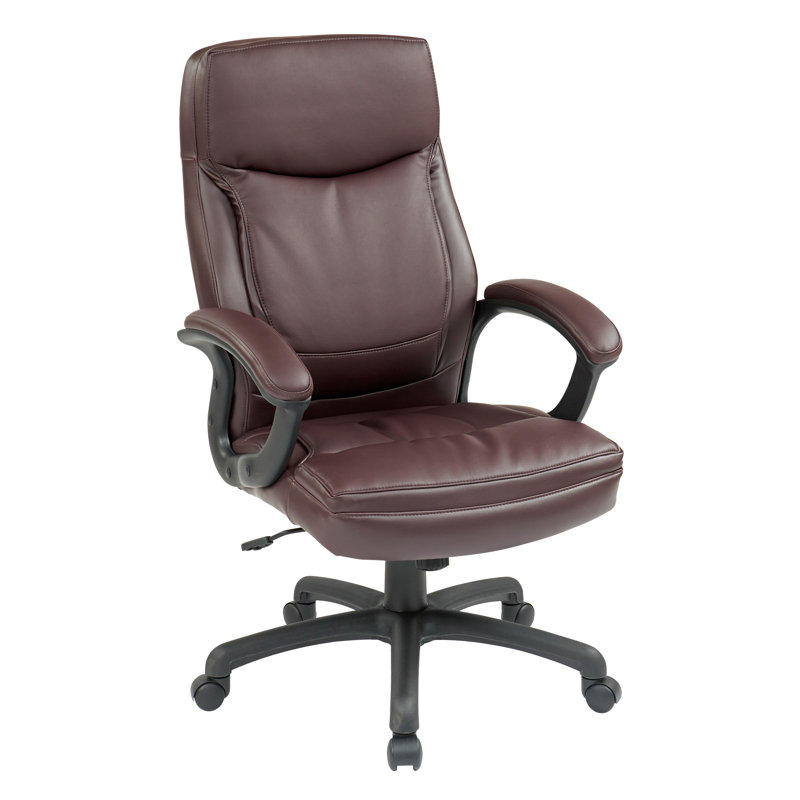 Work Smart Executive Chair, Monotone, Burgundy Faux Leather