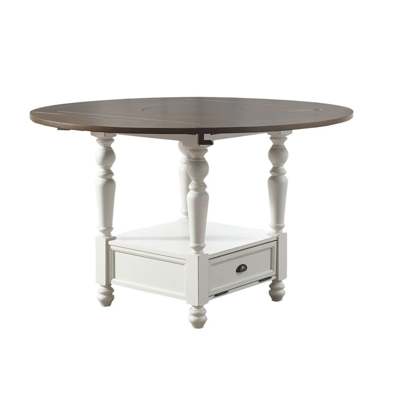 Garcelle Extendable Acacia Round Solid Wood Base Dining Table