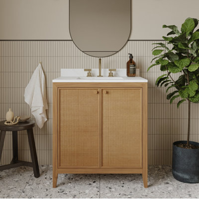 Whitney Rattan 30" Bathroom Vanity with Cultured Marble Countertop