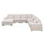 Canapé modulaire en L de 146 po avec repose-pieds mobile et 6 coussins décoratifs en L de 146 po, canapé rembourré en chenille 7 places avec porte-gobelet 2, port USB et boîte de rangement cachée, combinaison de bricolage, pour le salon-109114924