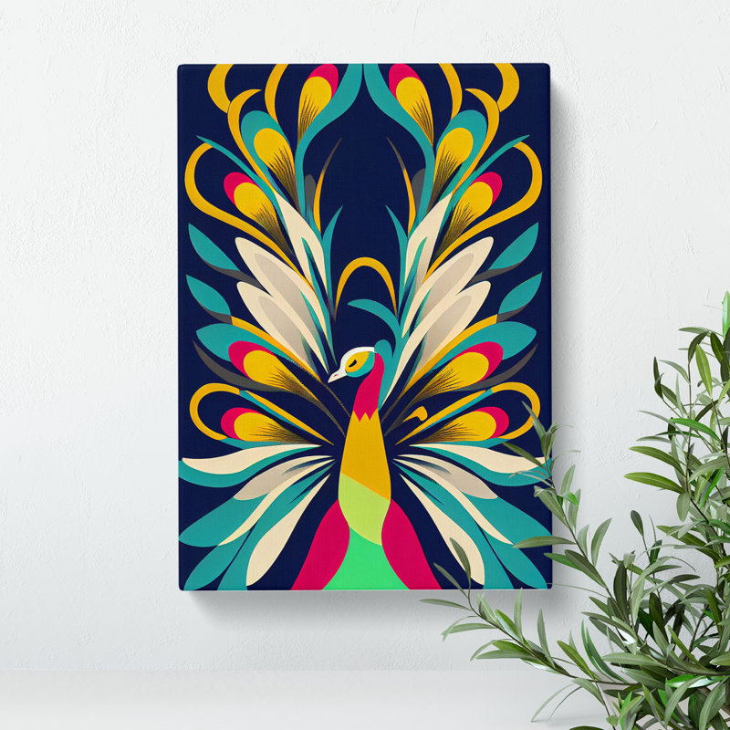 Peacock In Abstract No.4 - Wrapped Canvas, 76cm H x 50cm W x 3cm D