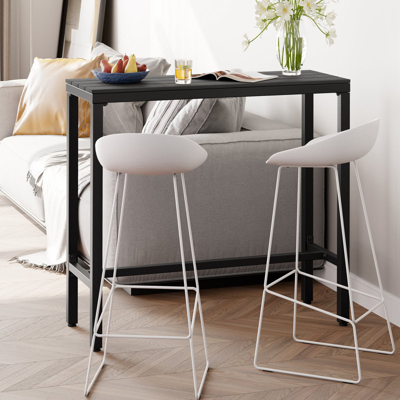 Table de bar rectangulaire en métal pour l'extérieur (ensemble de 2), H 37,09 po x l 42,91 po x P 15,67 po, Noir