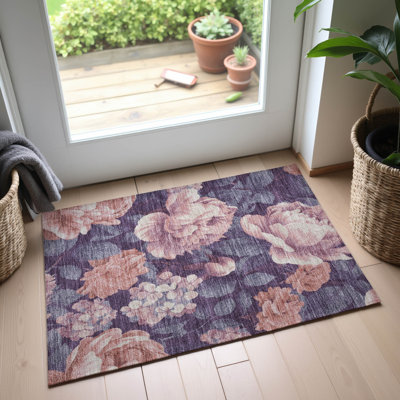 Premium Machine Washable Floyd AMF1561 Floral Rug