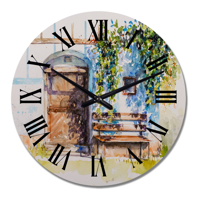 Porte à une cave à vin dans un ancien bâtiment en Styrie - Horloge murale moderne Mid-Century, Grand