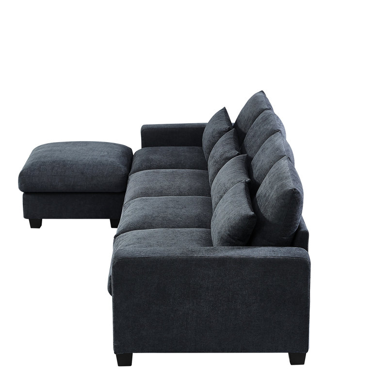 Canapé modulaire en L avec méridienne réversible - Chenille gris foncé Endurance, H 31,62 po x l 132,48 po x P 73,05 po