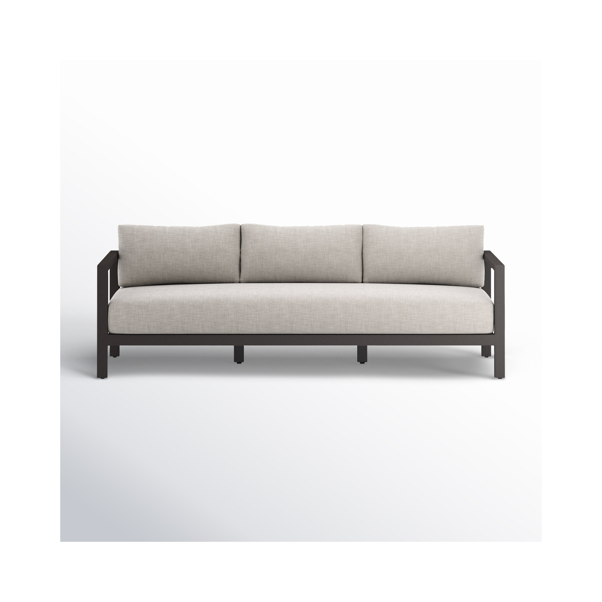 Etna 87.5'' Wide Aluminum Patio Sofa with Cushions, Stone Gray