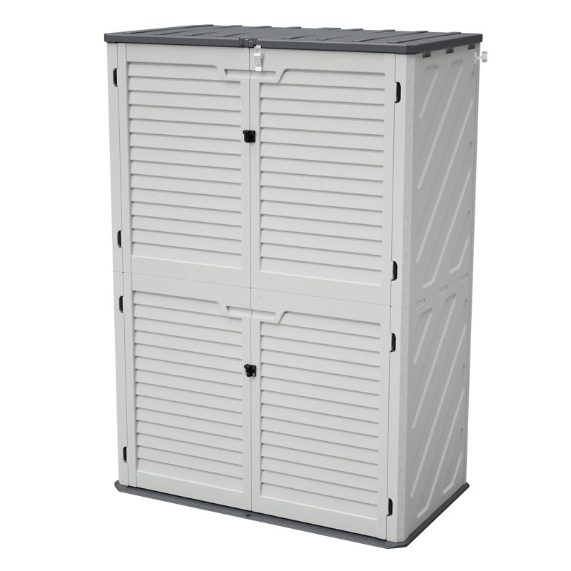 Rangement pour outils de jardin en plastique blanc antirouille avec cloisons ajustables pour une organisation optimale des fournitures et des articles. Montage facile. Différents compartiments spacieux.
