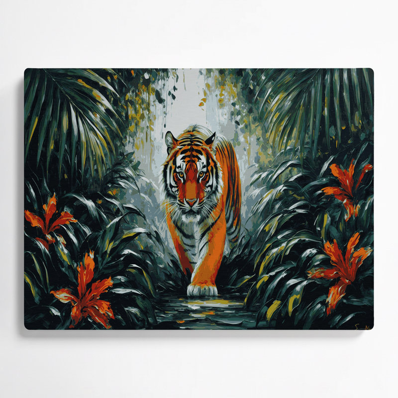 «Big Cats», art mural bleu tigre de Sumatra, H 12 po x l 18 po