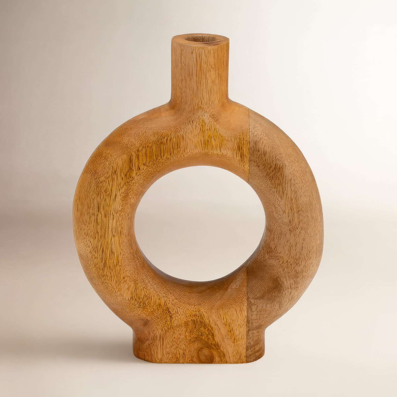 Solid Mango Wood Table Vase, 10"