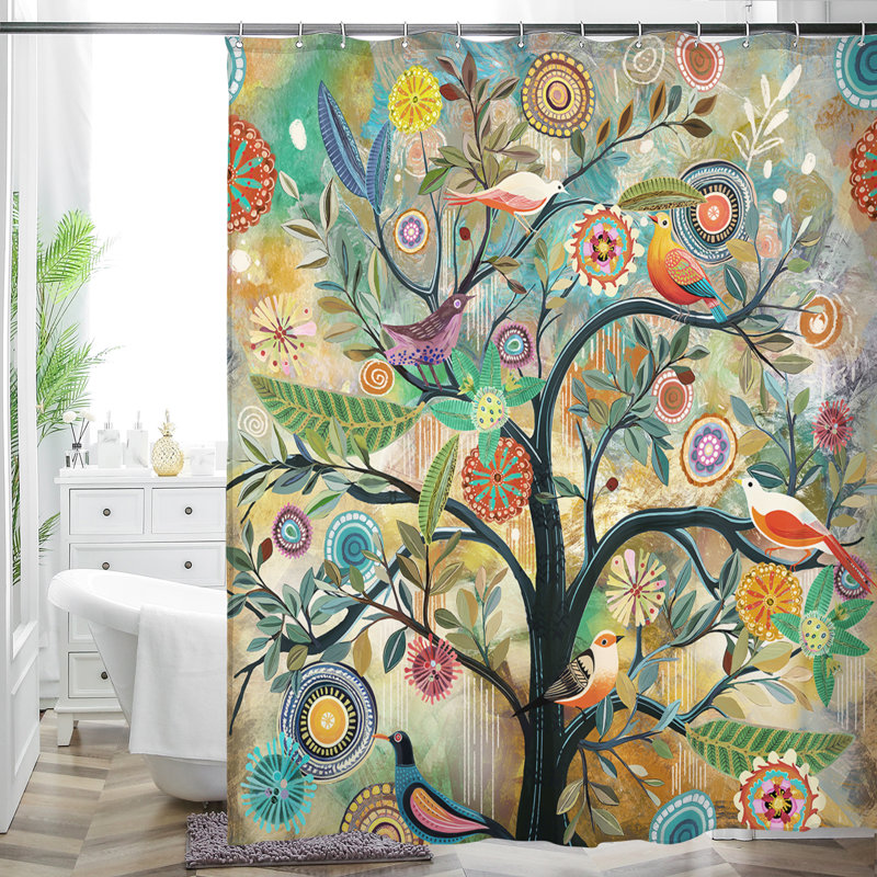 Hifsa Fabric Shower Curtain with Hooks Included, Apricot