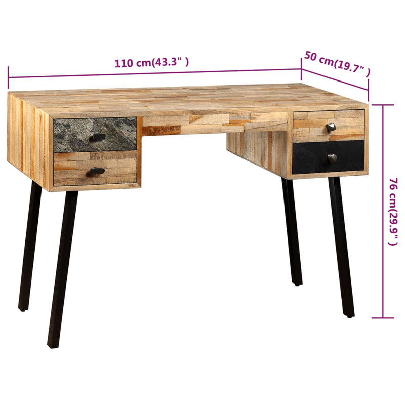 Writing Desk Solid Reclaimed Teak 43.3" x 19.6" x 29.9"