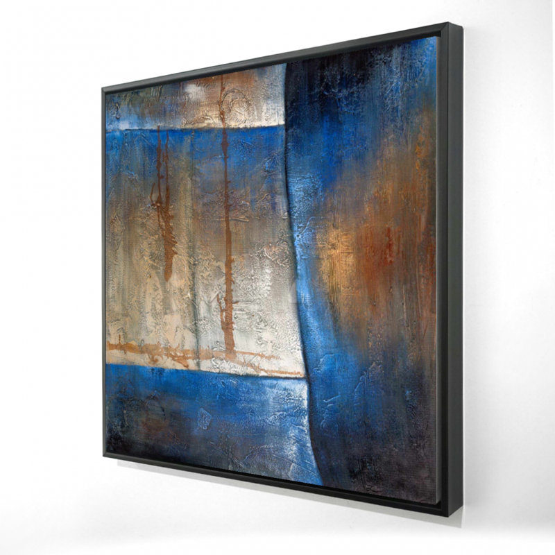 Bleu lumineux et forme bronze - Toile encadrée, décoration intérieure
