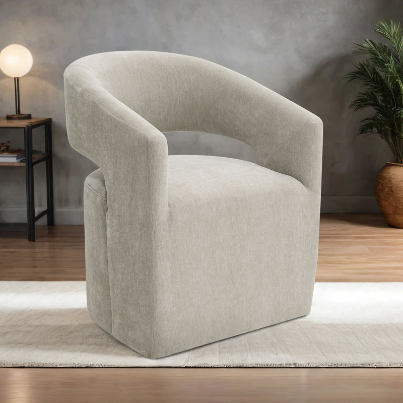 Fauteuil rustique de style contemporain avec dossier à roulettes, Taupe