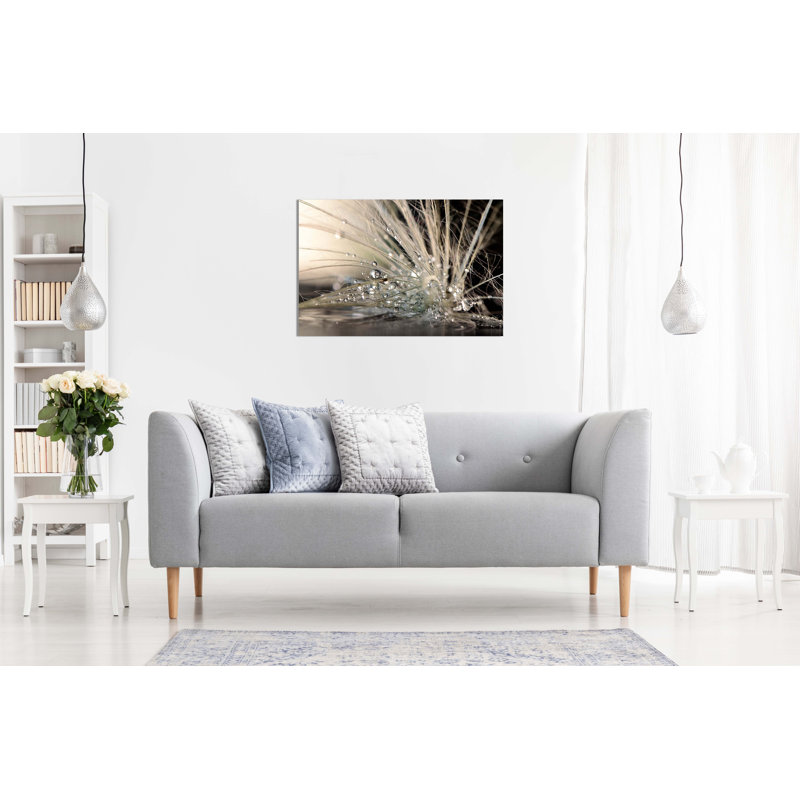 Water Droplets Feather 1 Piece Wrapped Canvas Wall Art, 31cm H x 46cm W