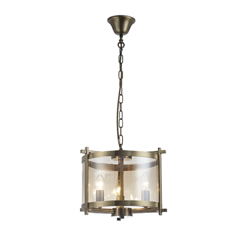 Bayer 3 - Light Lantern Pendant, Antique Brass/Amber