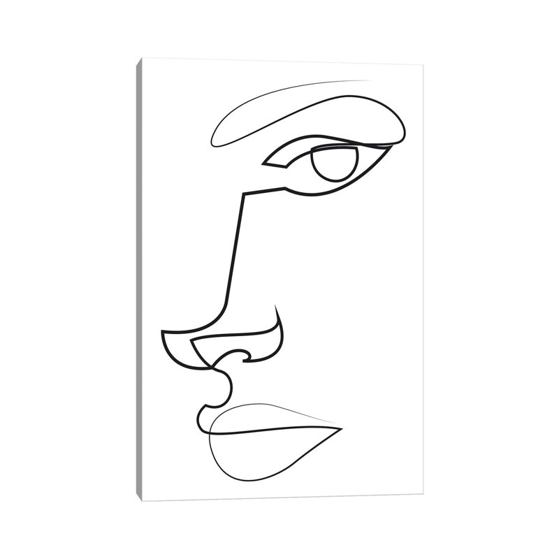 «Abstract Line Face», reproduction d'art sur toile tendue, H 12 po x l 8 po, Toile tendue, Ne s’applique pas