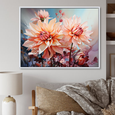 Coral Dahlia Charm I - Dahlia Canvas Art Print