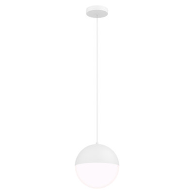 Luminaire suspendu rond à DEL Elliptic Advantage 20W 1200 Lumens 5-CCT sélectionnable 2700K-3000K-3500K-4000K-5000K avec cordon réglable en hauteur de 120 po en blanc mat et abat-jour en acrylique blanc