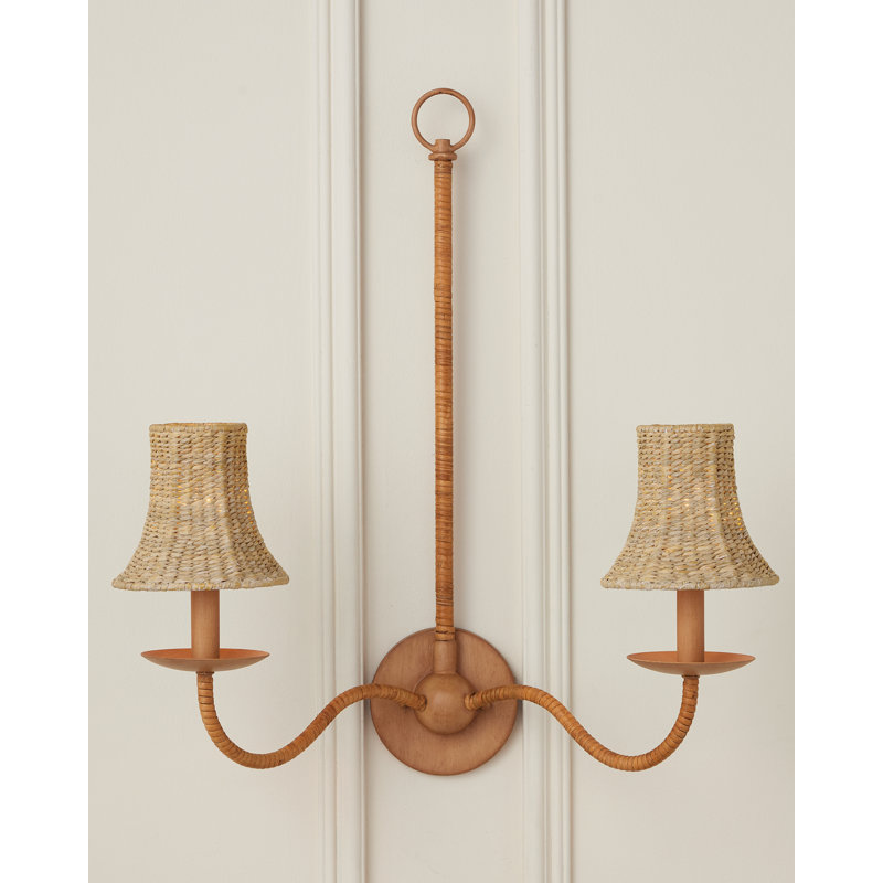 Bell Whitewashed Chandelier Shade, Natural