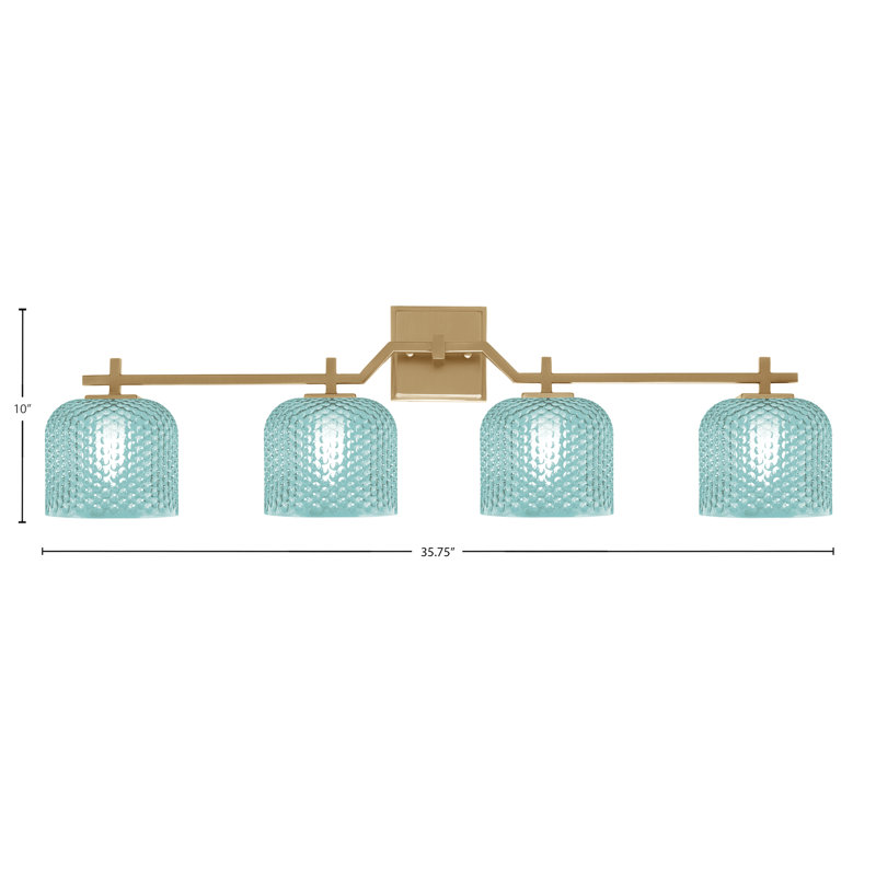 Bar pour salle de bain Headland illustré avec verre texturé fumée de 6 po, Laiton, H 10 po x l 35,75 po x P 6 po