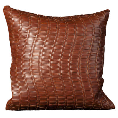 Woven Leather Throw Pillow
